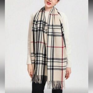 Cream Plaid Women's Scarf